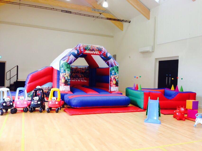 A children's party setup inside the hall. A children's party setup inside the hall.